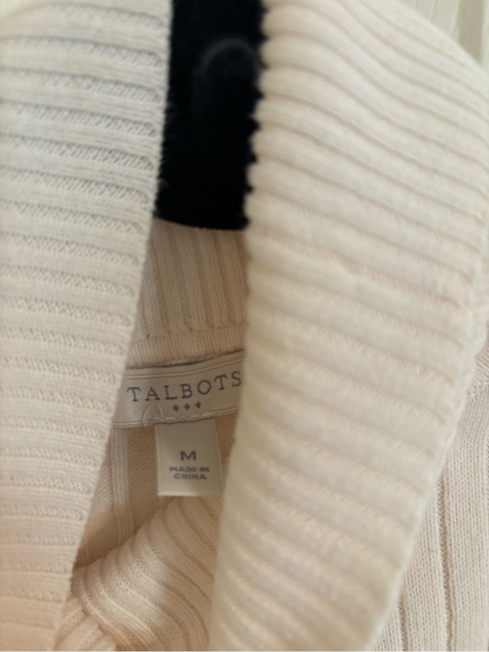 Talbots Cream Ribbed Mock Neck Sweater - Picture 2 of 2